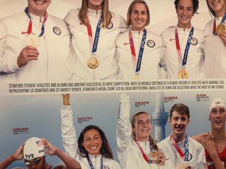 スタンフォード大キャンパス内には東京五輪に出場したOB・OGの姿が記された場所も ©Tsuyoshi Kawata 