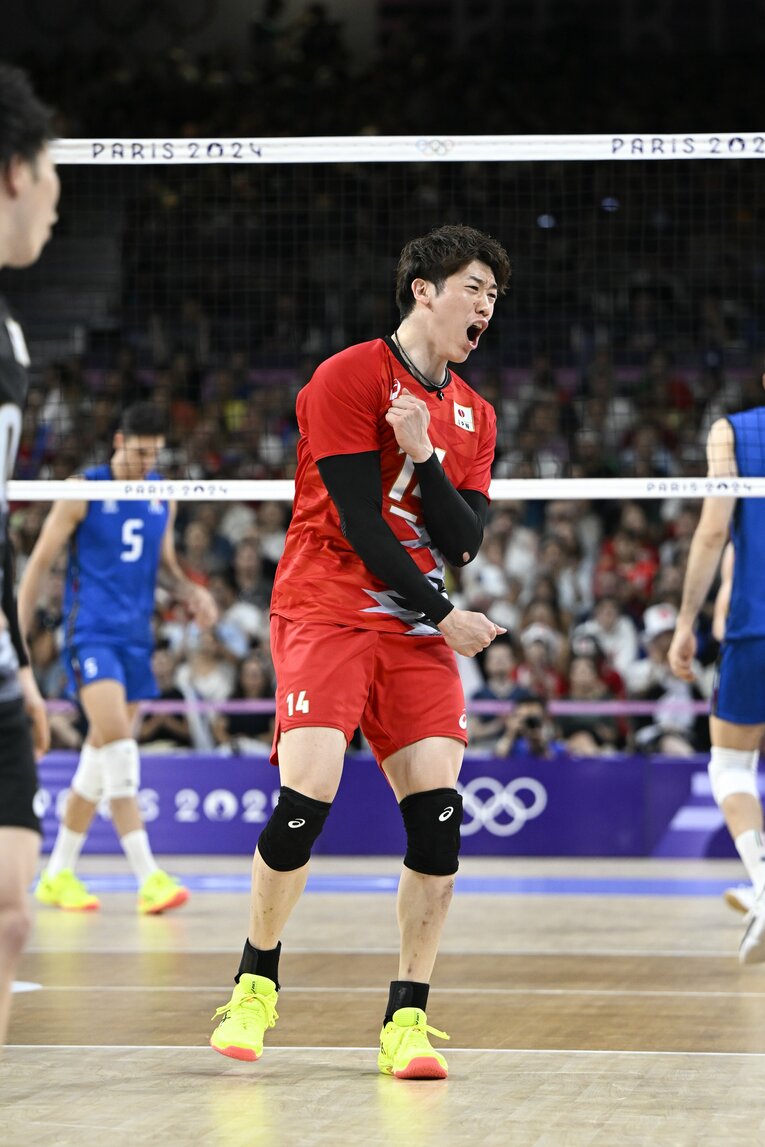 パリ五輪イタリア戦での石川祐希　©︎Asami Enomoto / JMPA