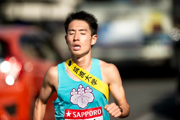 2020年箱根駅伝4区の筑波大・大土手嵩　©Yuki Suenaga
