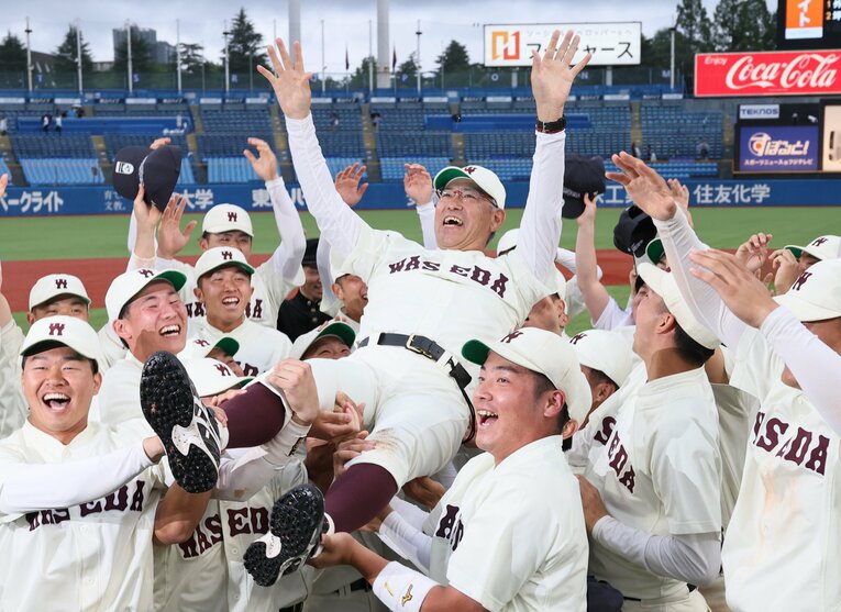 早大の六大学野球優勝は実に7季ぶり　©JIJI PRESS