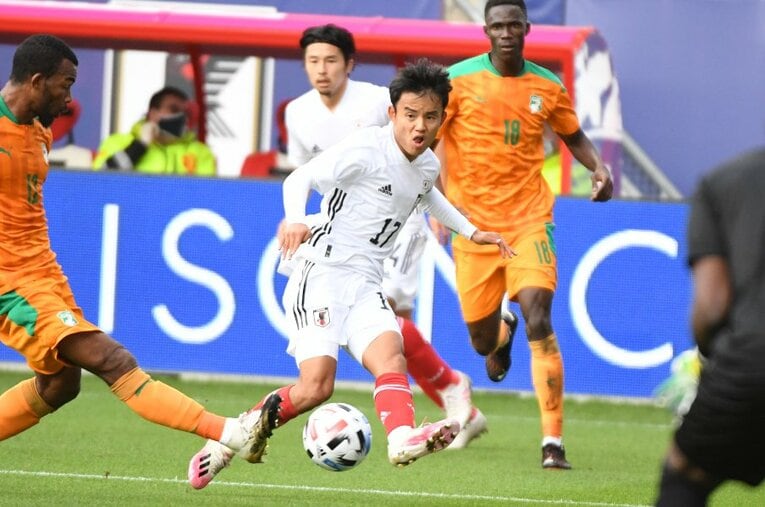 13日のコートジボワール戦ではスタメン出場となった久保建英。後半途中の61分までプレーした ／ photograph by JFA