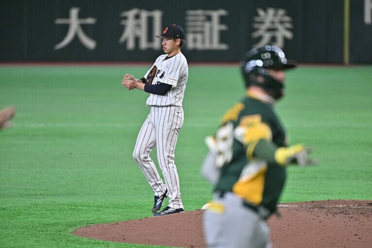 オーストラリア戦ではよもやの2本塁打を浴びてしまった大勢　©Hideki Sugiyama