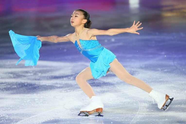 坂本花織が12歳だった頃。2013年、エキシビション「ジャパンスーパーチャレンジ」　©JIJI PRESS