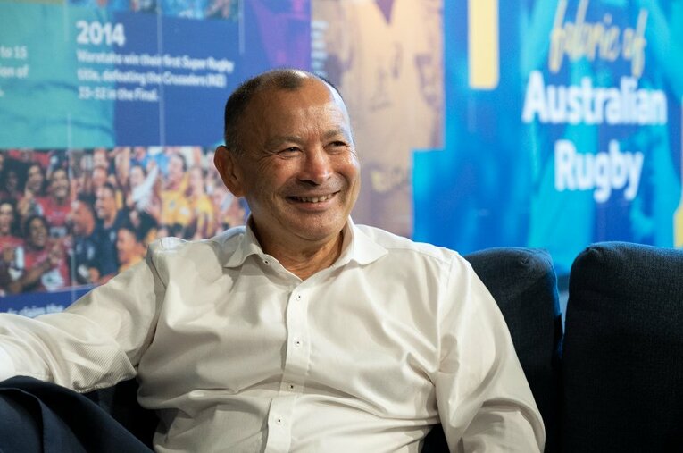 ラグビー日本代表について「対戦相手に警戒されるなかで、これまで以上の期待を背負う。これはホントにタイヘン」と語るエディー・ジョーンズ ／ photograph by Miho Watanabe