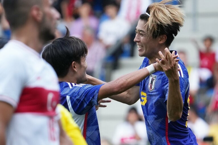 トルコ戦で2ゴールを決めた中村敬斗　©Masashi Hara