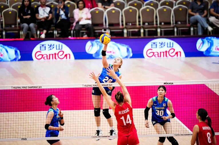 佐藤淑乃（2025年世界選手権・セルビア戦）©︎Volleyball World