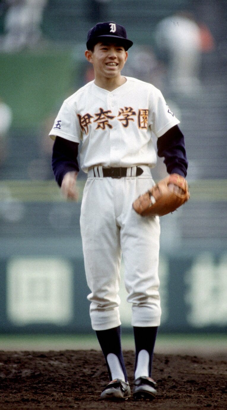 1990年3月、センバツ甲子園。三角率いる伊奈学園（埼玉）。エースは銭場一浩だった　©NIKKAN SPORTS
