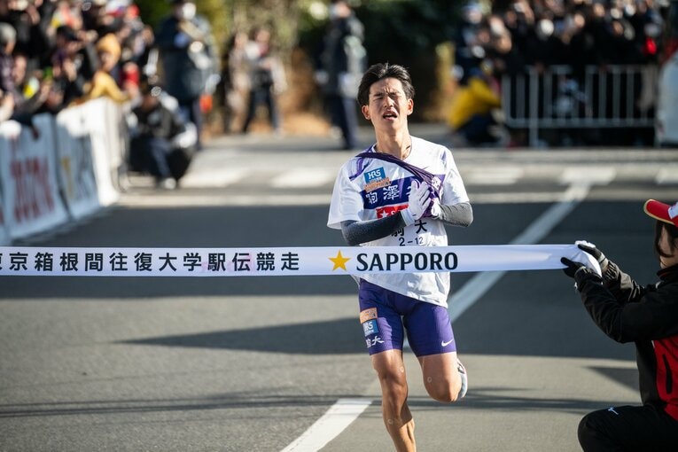 第101回箱根駅伝、往路5区ゴール、山川拓馬は責任を背負い込んだ　©Nanae Suzuki