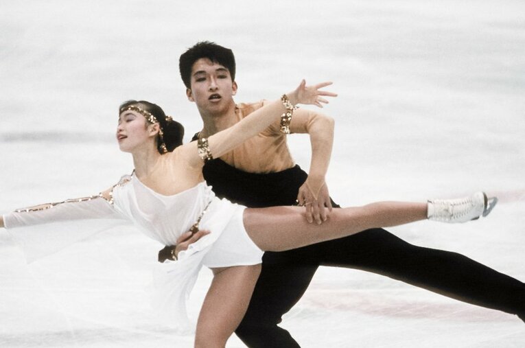 1992年アルベール五輪に出場した井上・小山ペア　 ／ photograph by Getty Images