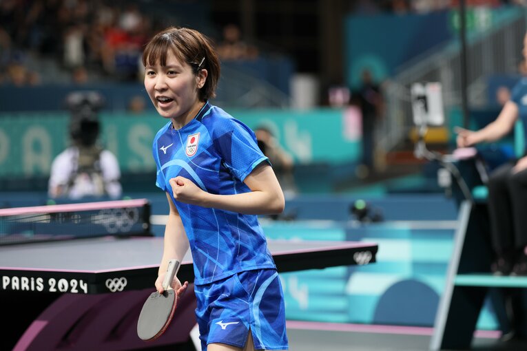 女子卓球団体準決勝の平野美宇　©Kaoru Watanabe/JMPA