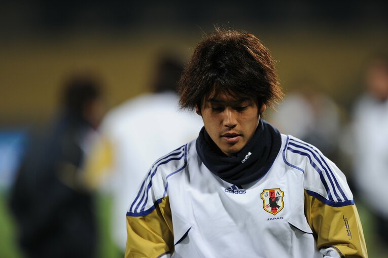 デンマーク戦前日の練習にて。初めて選出されたW杯で出場メンバーに入ることはなかった　©JMPA