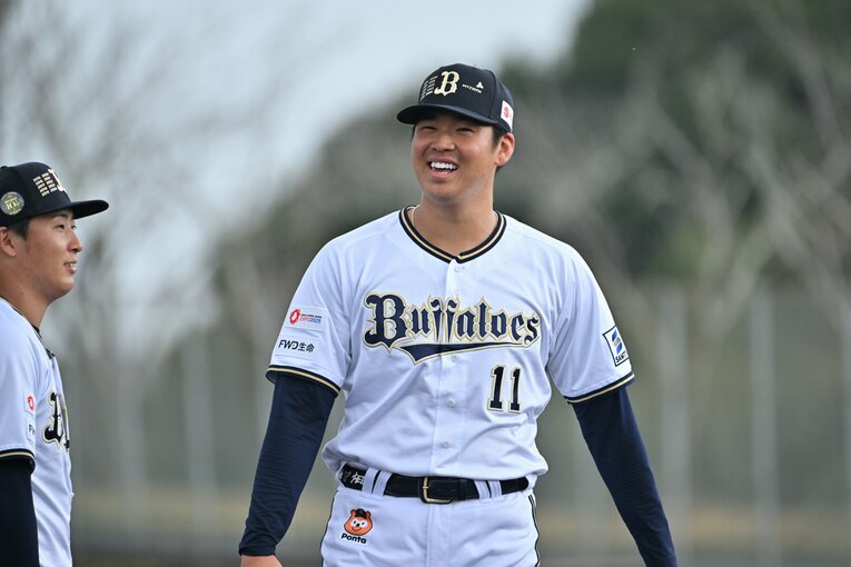 ブレーク２年目となる今春のキャンプで練習に取り組む山下　©Hideki Sugiyama