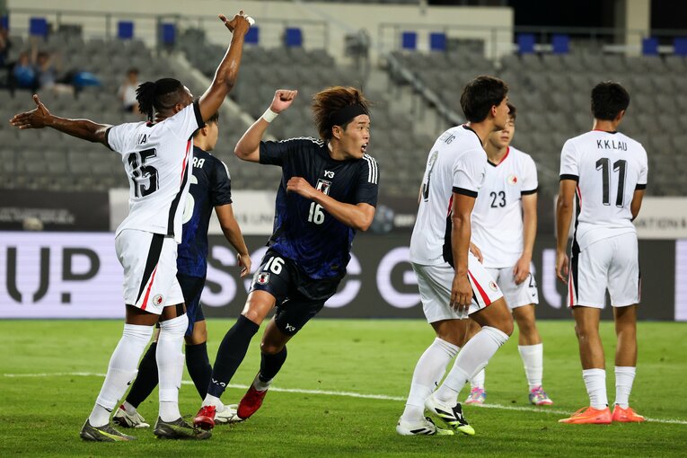 国内組が中心で臨んだE-1選手権で存在感を発揮した安藤智哉。優勝に貢献し、その後も日本代表に名を連ねている　©︎Zhizhao Wu/Getty Images