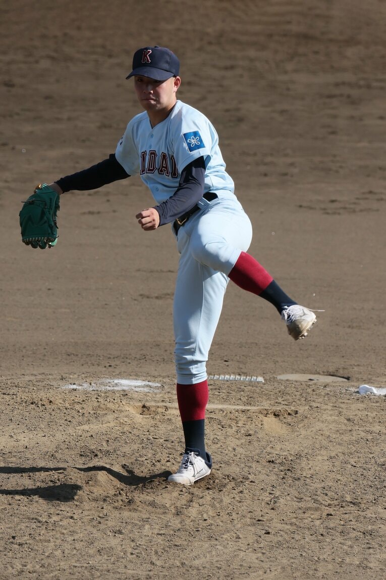 サウスポーの野口練も野間と同様指名漏れに。卒業後はNTT東日本へと進む　©Shigeki Yamamoto