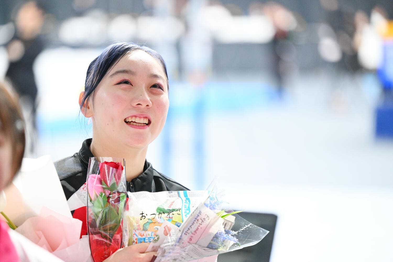 今年5月のNHK杯を終え、晴れやかな表情を浮かべた宮田笙子　©AFLO