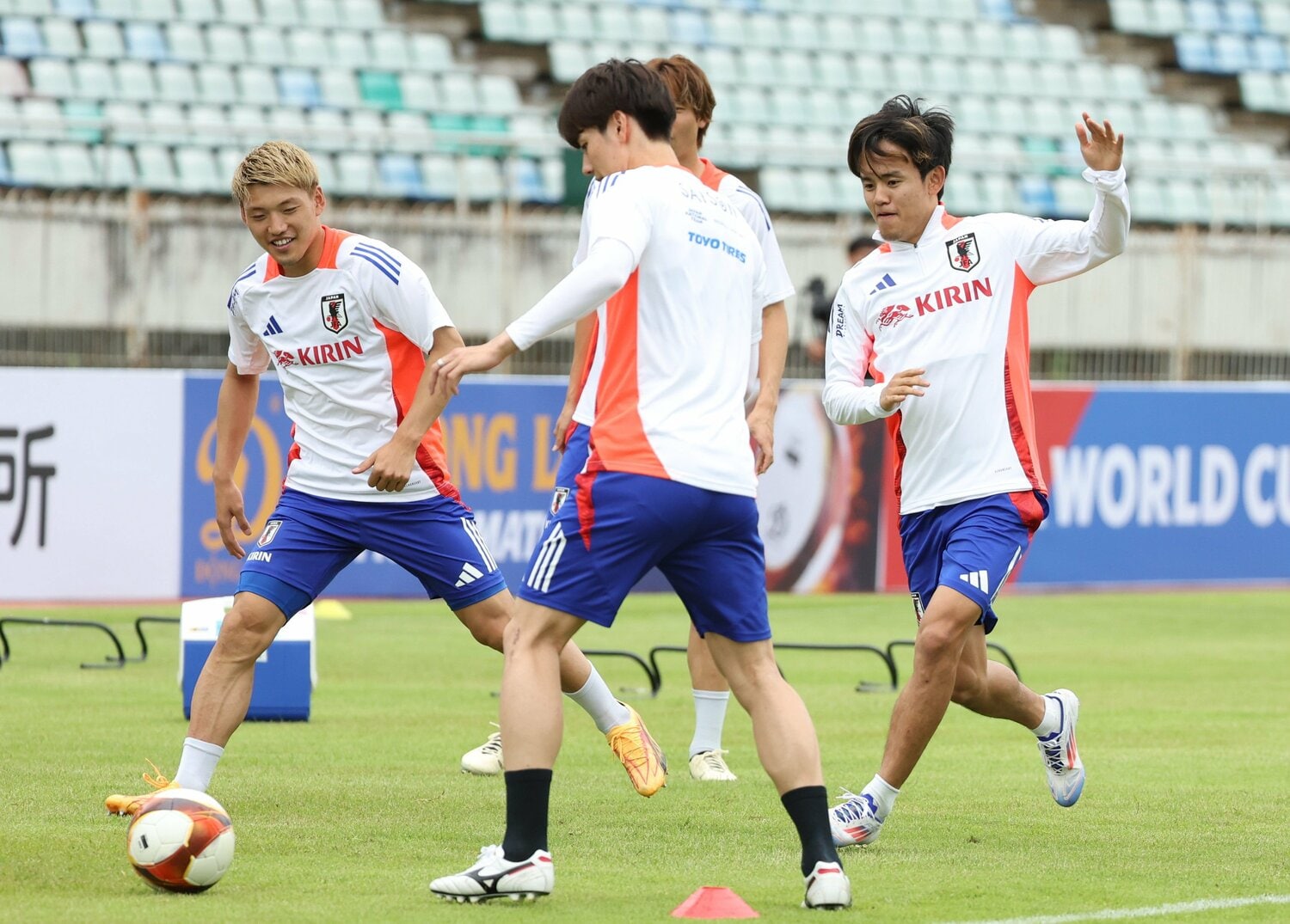 ミャンマー戦前日の練習の様子　©JIJI PRESS