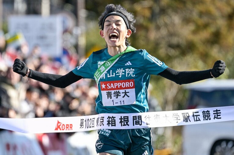 山上りの5区で区間記録を一気に2分近く更新する衝撃的な記録を打ち立てた青学大の黒田朝日（4年）。レース後に本人を直撃すると…？ ／ photograph by Nanae Suzuki