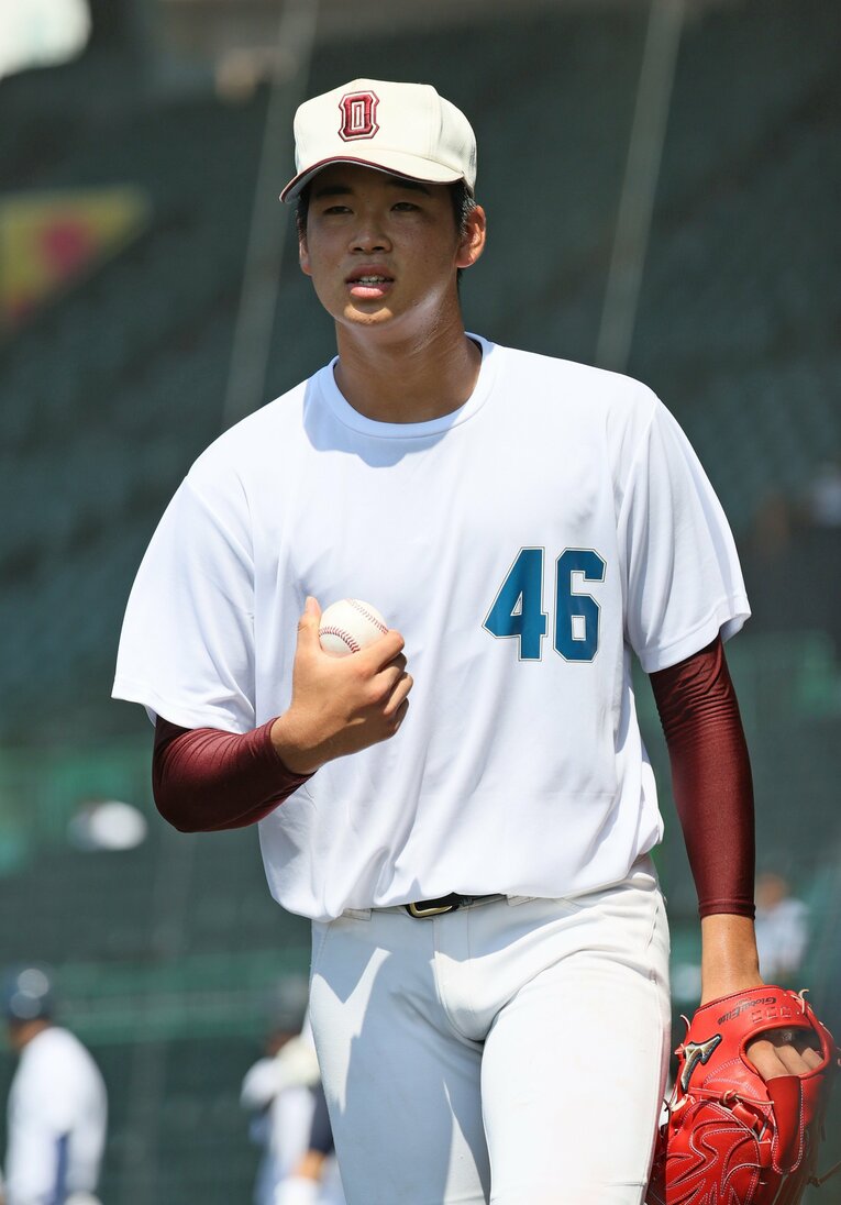 「プロ志望高校生合同練習会」でも別格の存在感を見せつけていた山下舜平大　©︎JIJI PRESS