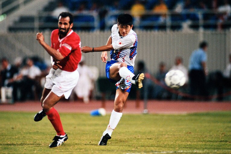 1993年W杯最終予選、イラク戦に出場したカズ　©️Etsuo Hara/Getty Images