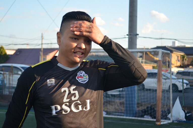 元ミャンマー代表の亡命キーパー、ピエリアンアウンさん　©︎Takashi Kumazaki