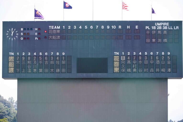 【大船渡ー花巻東／2019年岩手大会決勝】佐々木朗希の登板回避は大論争を巻き起こした　©Asami Enomoto