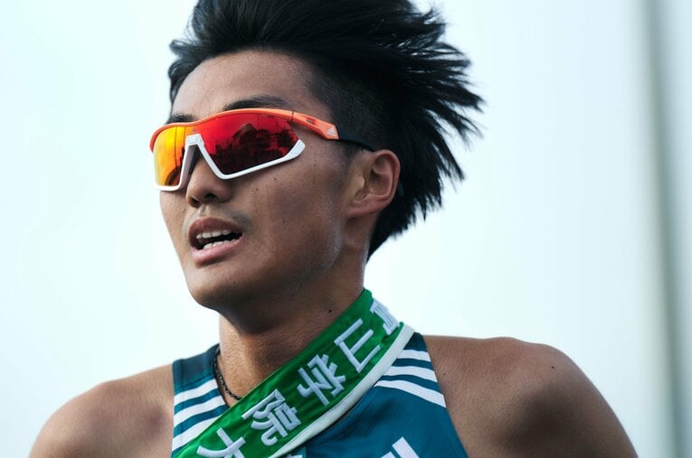 箱根駅伝で総合優勝の青学大7区を走った山内健登（4年）。1年目の大ブレーキで失った信頼を3年かけて取り戻し、最後のチャンスを掴んだ ／ photograph by Yuki Suenaga