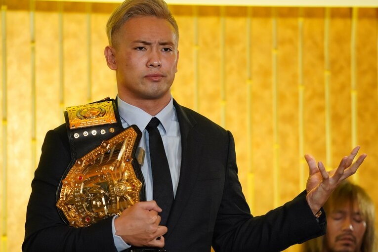 5月1日の福岡ドーム大会に向けた記者会見　©Essei Hara