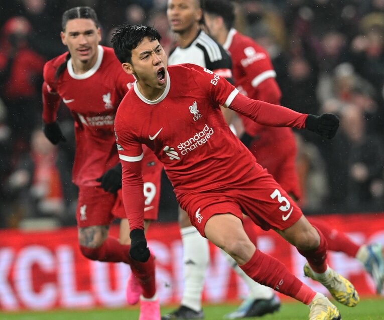 12月3日のフラム戦。後半44分に貴重な同点弾を決めた遠藤航。プレミアリーグ初ゴールだった　©Getty Images