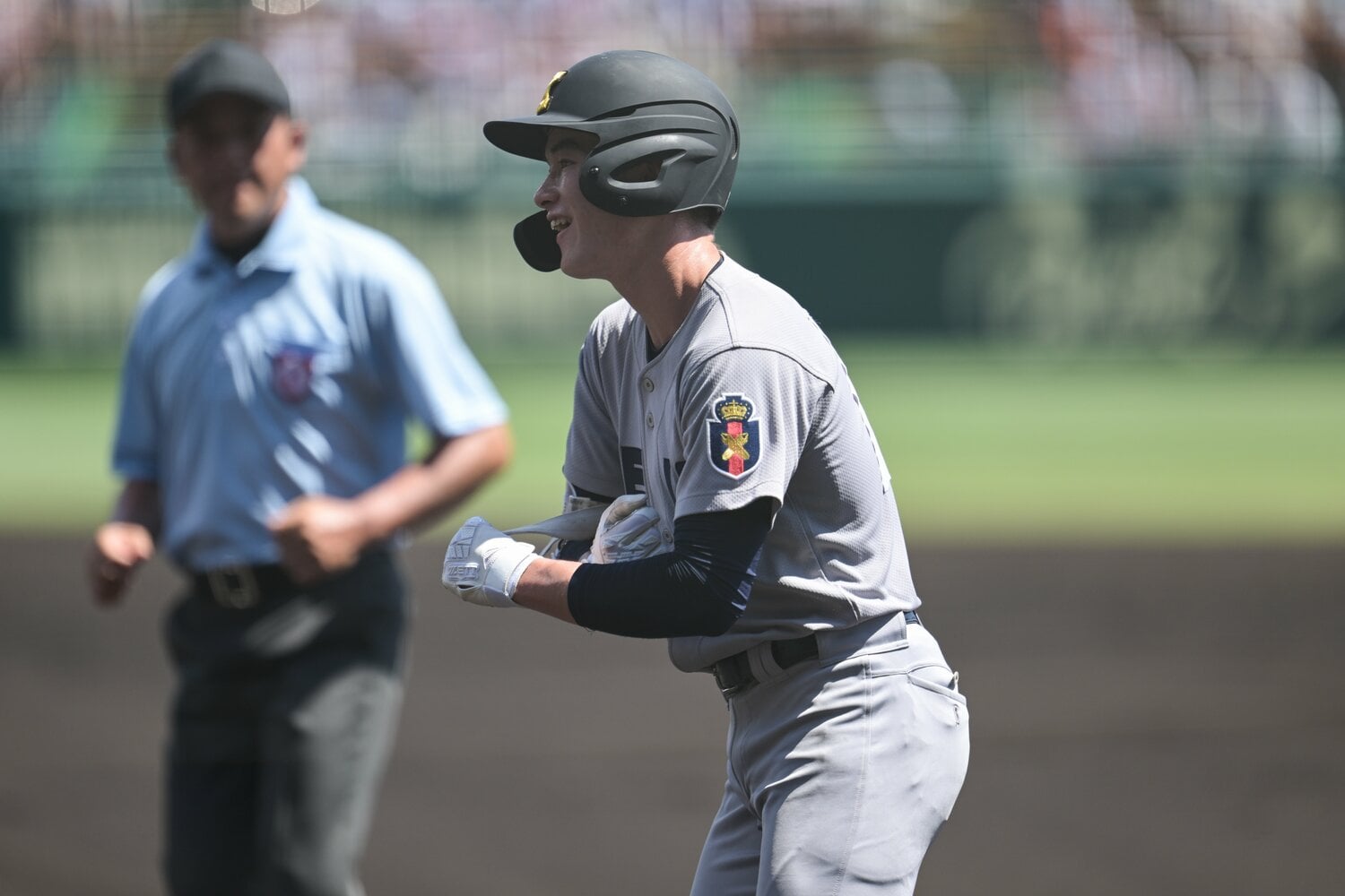 慶応高の1番を打つ“スピードスター”丸田湊斗。甲子園では2試合で3盗塁　©Nanae Suzuki