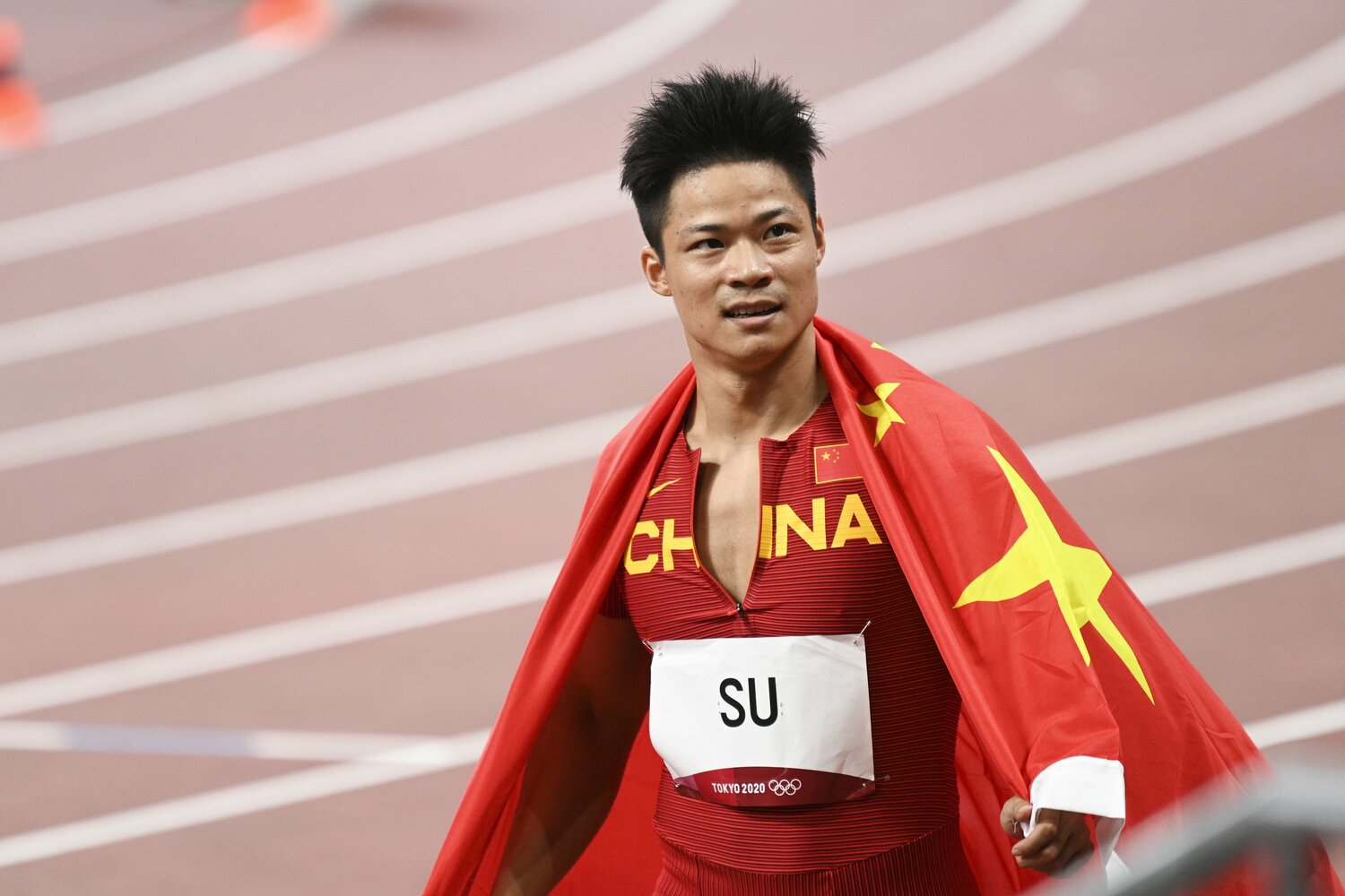 自身が持っていたアジア記録を塗り替えて、予選トップ通過を果たした蘇炳添選手（中国）　©JMPA