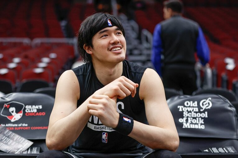 激動の1年となったNBA5年目。渡邊雄太は「すごく大きな経験ができたシーズンだった」と最後は笑顔で締め括った ／ photograph by Sipa USA/JIJI PRESS