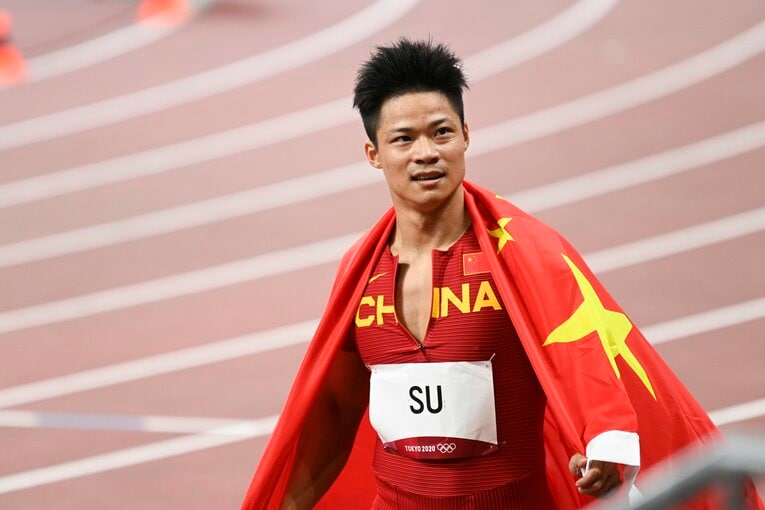 自身が持っていたアジア記録を塗り替えて、予選トップ通過を果たした蘇炳添選手（中国）　©JMPA