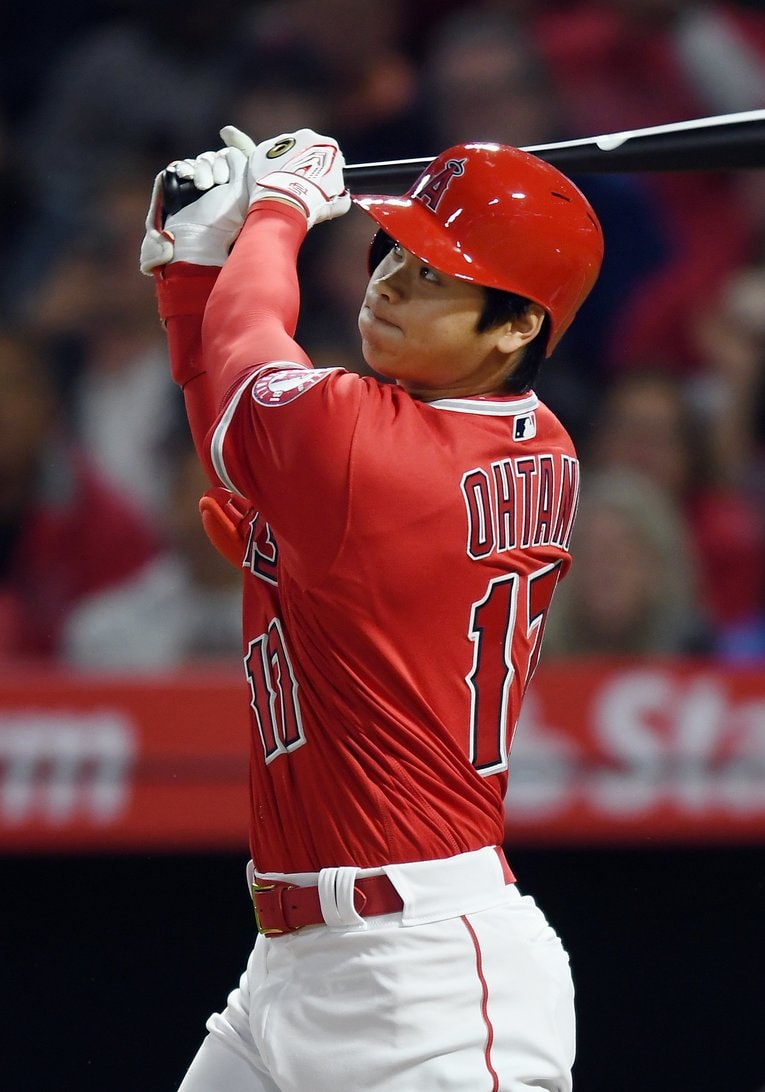 2018年4月3日、メジャー初ホームランを放つ　(C)Getty Images