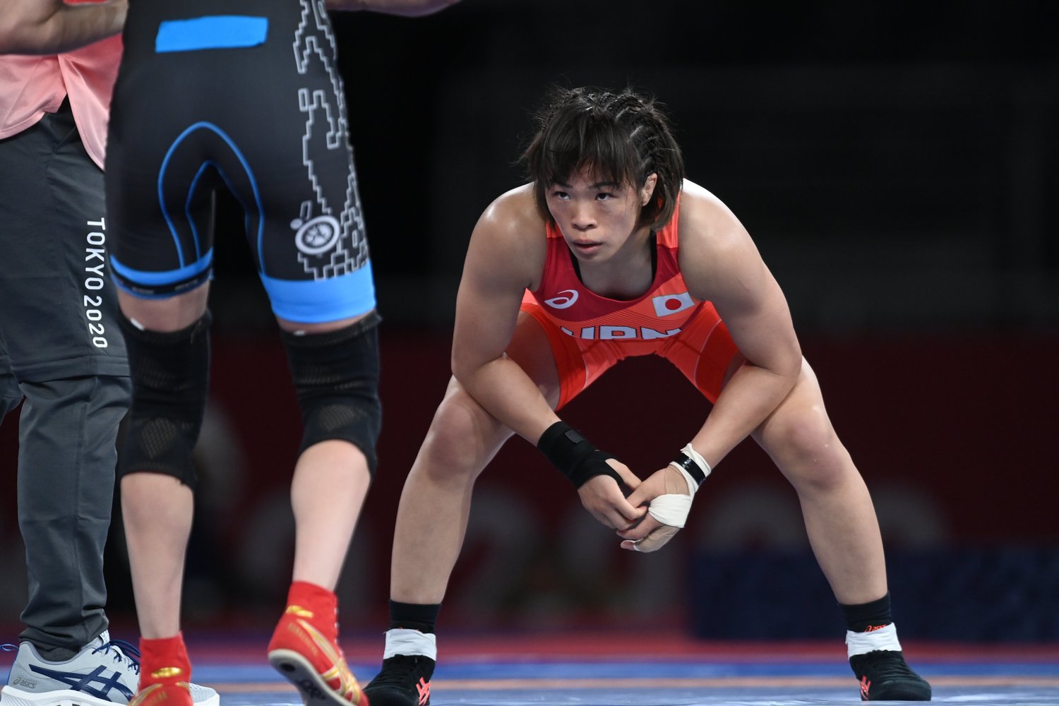 妹が金メダルを獲得した翌日、気合の入った表情で決勝戦に挑む梨紗子