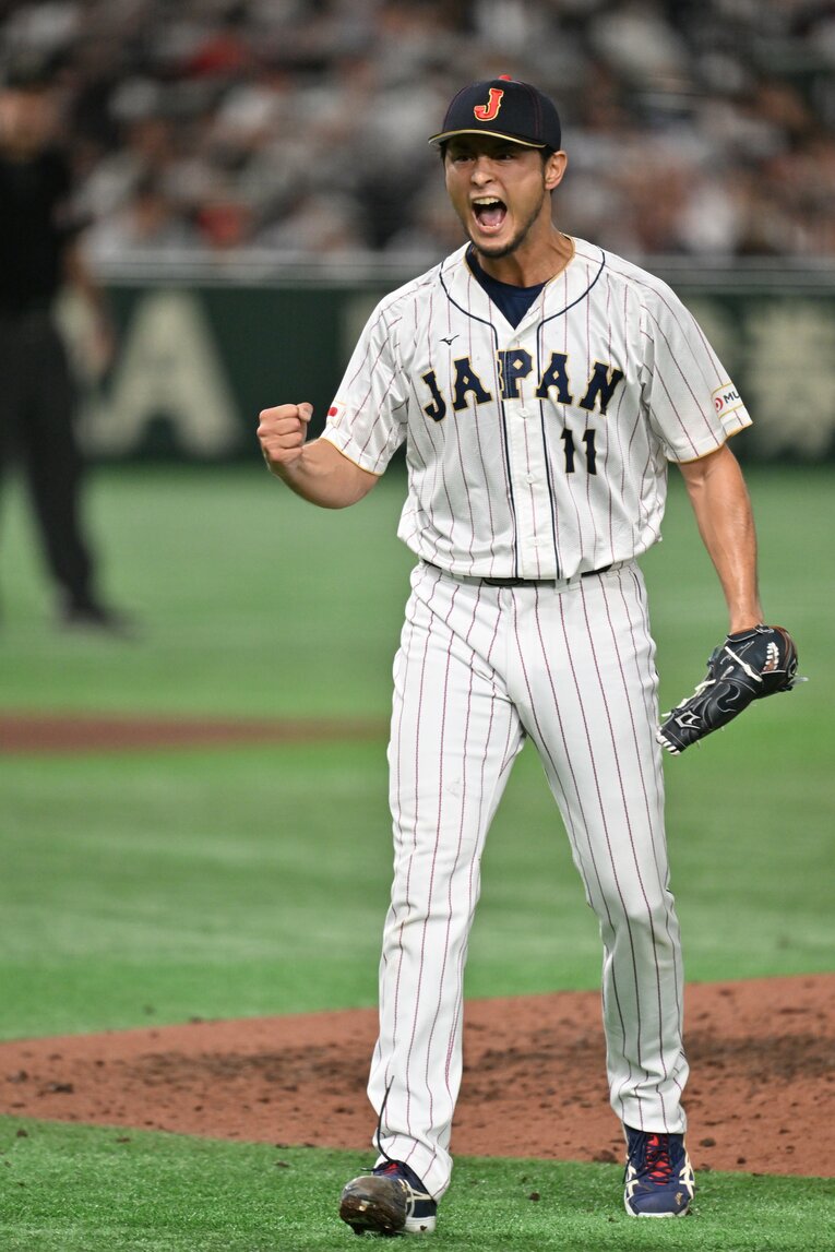 イタリア戦で登板。雄叫びをあげるダルビッシュ　©Naoya Sanuki