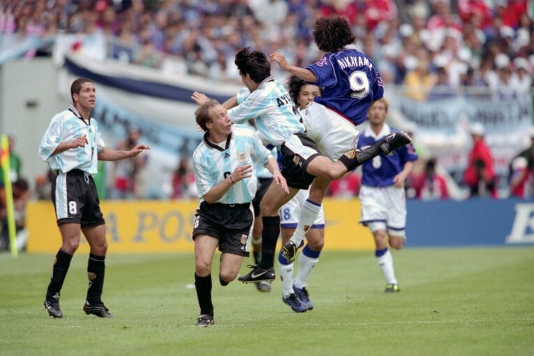 1998年フランスW杯、日本対アルゼンチン戦の解説は松木さんが務めた　©Naoya Sanuki/JMPA