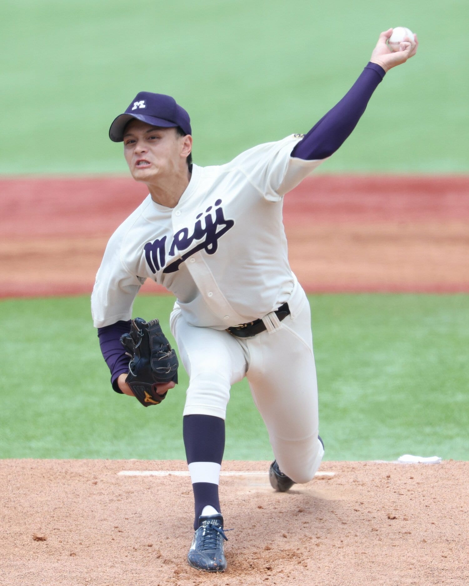 明大の左腕・毛利 ©JIJI PRESS