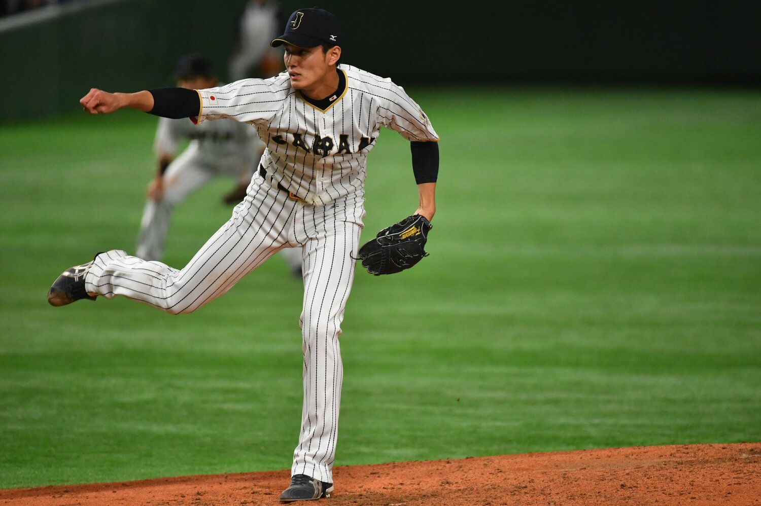 2017年のWBCでマウンドに上がった藤浪　©Hideki Sugiyama