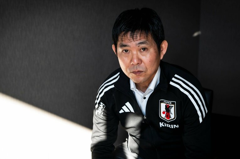 NumberWebのインタビューに応じた森保一監督（57歳） ／ photograph by Asami Enomoto