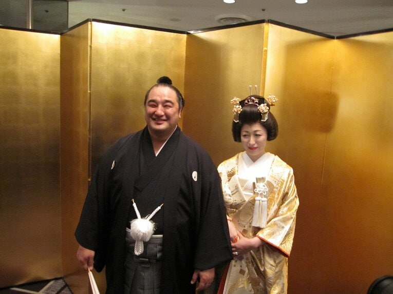 2013年6月、結婚披露宴。約700人もの出席者から祝福を受けた　©Sankei Shimbun