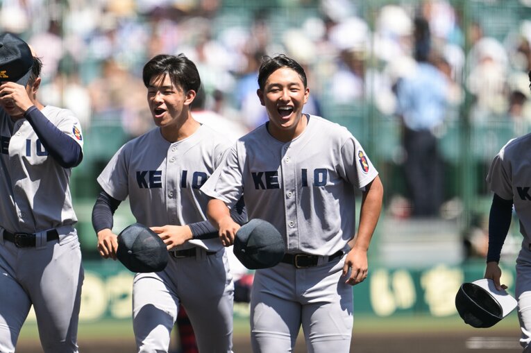 非坊主でめちゃくちゃ強い…慶応の現地カット　©Nanae Suzuki