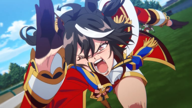 先頭のまま最終直線へ、最後の力を振り絞って前へ進む　©2023 アニメ「ウマ娘 プリティーダービー Season 3」製作委員会