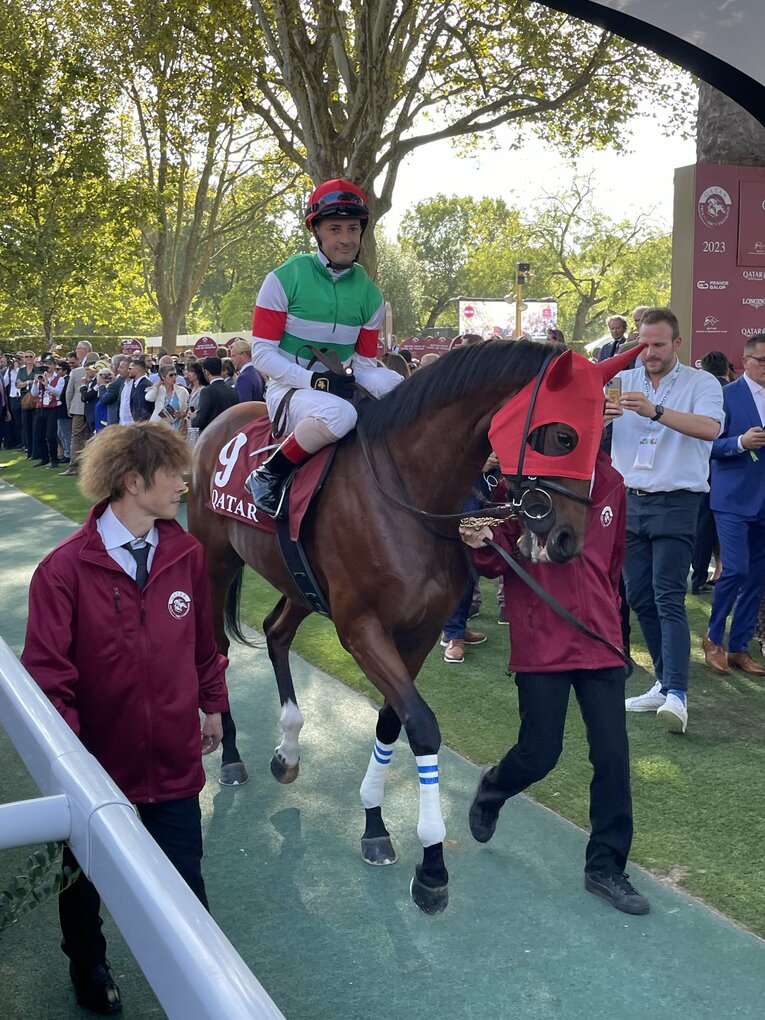 ルメールが騎乗し、本馬場へ向かう ©Shintaro Okawa