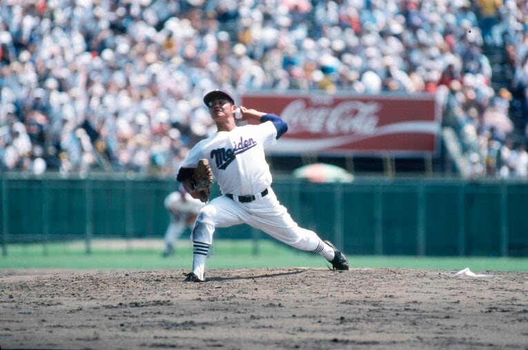 名古屋電気高（現愛工大名電）時代、1981年夏の甲子園。長崎西高戦でノーヒットノーラン達成　©Sports Graphic Number