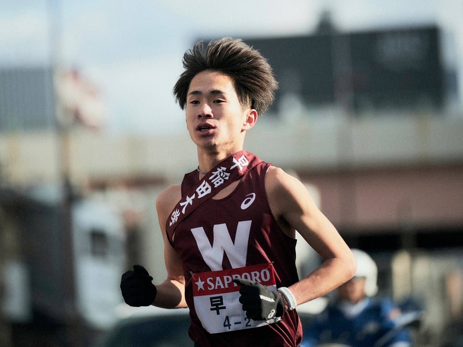 序盤からハイペースで突っ込み、日本人唯一の1時間5分台で走り切った早大・山口　©Yuki Suenaga