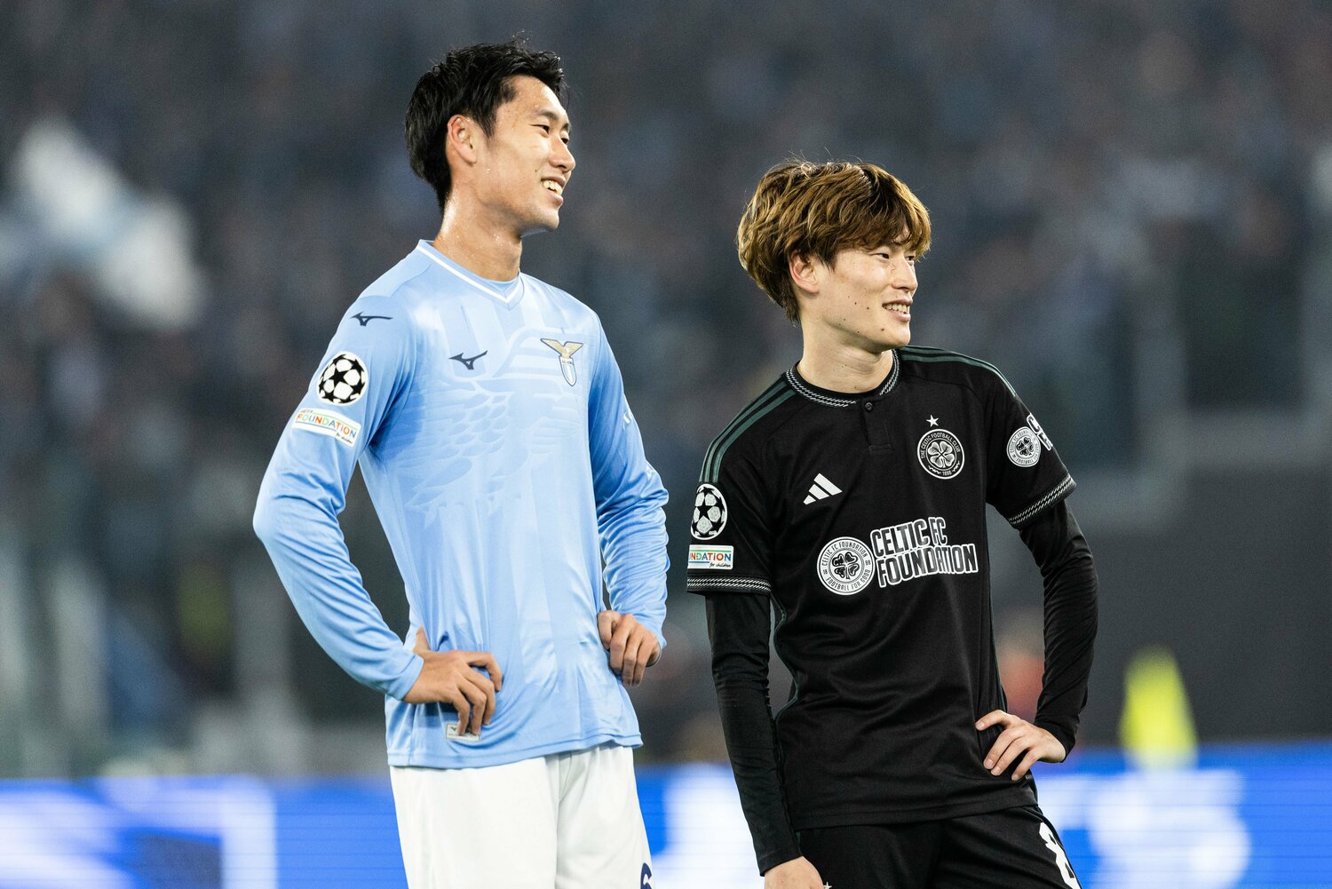 CLラツィオvsセルティック戦での鎌田大地と古橋亨梧　©Getty Images