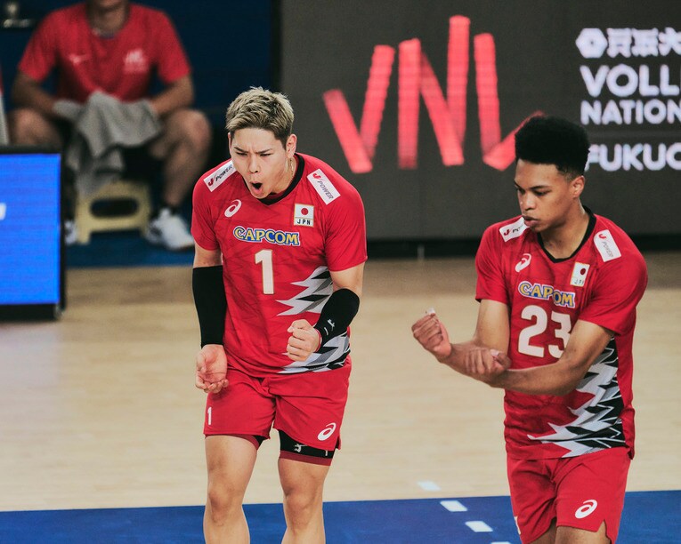 西田有志、エバデダン ラリー（VNLポーランド戦）　©︎Yuki Suenaga