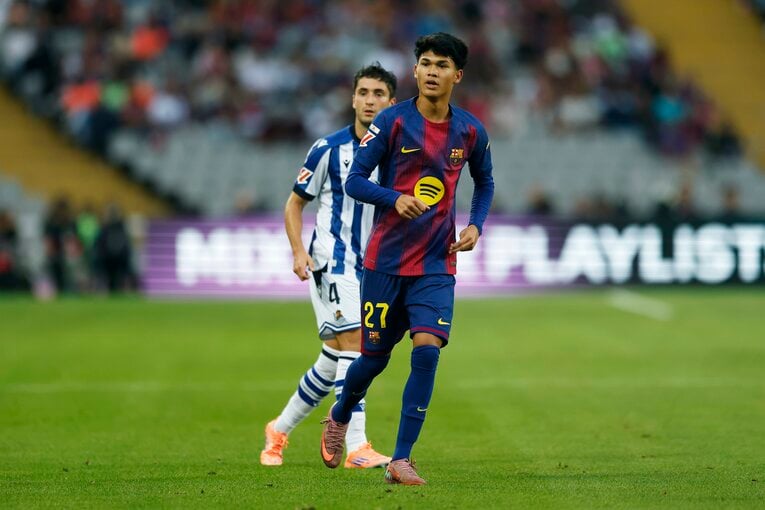 この日先発したバルサの新星ドゥロ・フェルナンデス。フィリピン系スペイン人の17歳　©Daisuke Nakashima