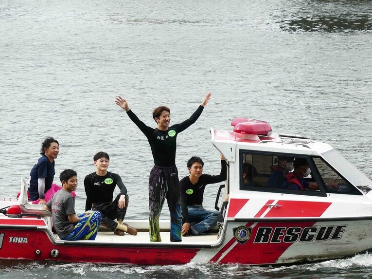 初勝利をあげた野田昇吾の“水神祭”（戸田ボートレース企業団提供）
