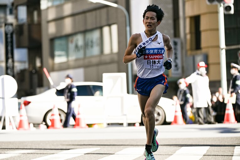 前回大会では10区を走った日体大の大森椋太。高校時代の5000ｍは15分13秒で、現在の14分6秒より1分以上遅かった　©Nanae Suzuki
